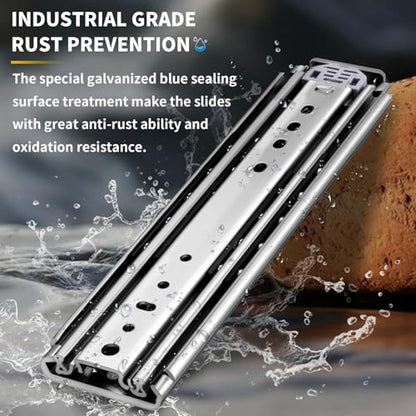 YENUO Heavy Duty Drawer Slides 12 14 16 18 20 22 24 26 28 30 32 34 36 38 40 44 48 52 56 60 Inch Full Extension Side Mount Ball Bearing Long Rails Track Guide Glides Runners Load 500 Lbs 1 Pair - size: 14 Inch, style: Load:500 lb (No lock) -W:76mm