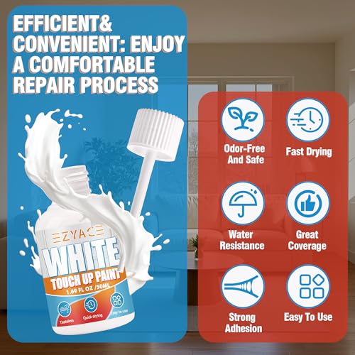 White Touch Up Paint Pen, White Paint for Wall, Door, Cabinets, Furniture, Enamel, Appliance(Semi-Gloss, 50ML)