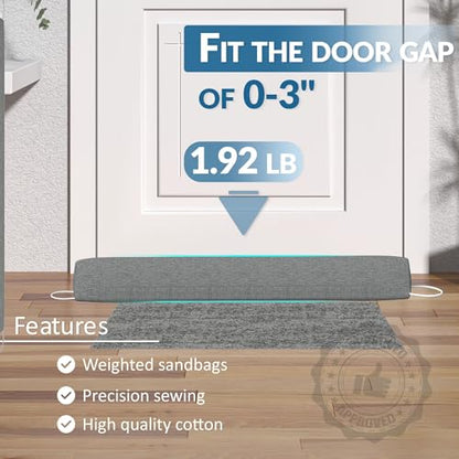SYIPO Triangle Door Draft Stopper，35.4" Weighted Under Door Draft Blocker Bottom Door Seal Noise & Air，Interior Sound Proof Door Snake Draft Insulation Stopper | Warm in Winter & Cool in Summer，Gray
