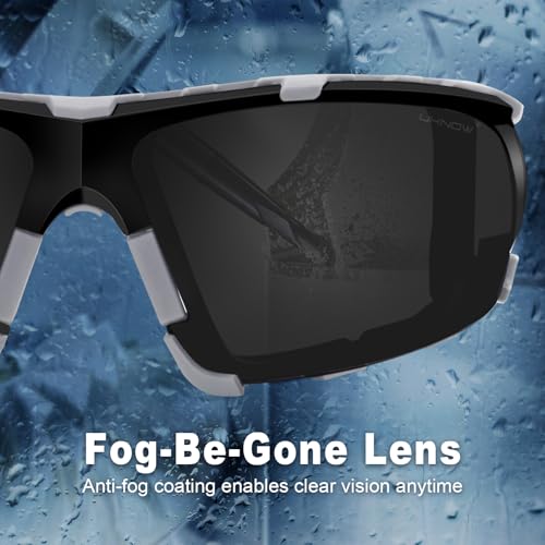 UKNOW Safety Glasses - Anti Fog Wraparound Lenses - Removable Foam Gasket - ANSI Z87.1 Protective Eyewear - Impact Resistant - color: Gray With Smoke Lens