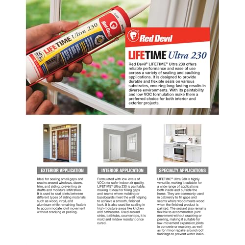 Red Devil 0777 Lifetime Ultra 230 Premium Elastomeric Acrylic Latex Sealant, 10.1 oz, Clear - color: Clear, size: 10.1 oz, style: Pack of 1