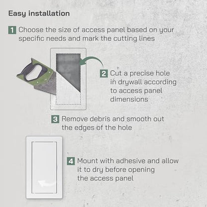 Vent Systems 4x8 Access Panel (Cut-Out) - Easy Doors ABS Plastic for Drywall, Wall and Ceiling Electrical Plumbing Service Door Cover Exterior Dimensions 5.3x9.3 Inch White 4 x 8/100 200 mm - size: 4 X 8 Inch / 100 X 200 Mm