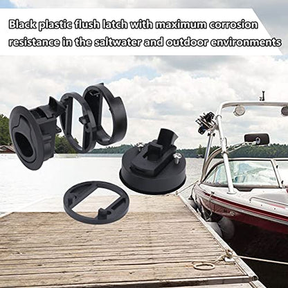 Slam Latch 2'' Flush Pull Latch Black Plastic Nylon Handle for Hatch Door Cabinet Hardware on RV Boat Camper Trailer Fit 2mm-20mm,Pack of 2