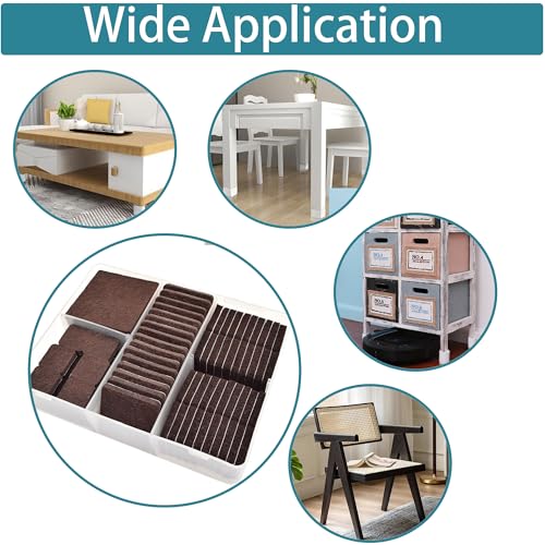 2inch Square Felt Furniture Pads, 16Pcs Self Adhesive Cuttable Felt Furniture Leg Pads Floor Protectors Furniture Sliders for Hardwoods Floors, Brown - size: 2x2inch
