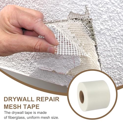 PATIKIL Drywall Repair Mesh Tape, 6 inch x 328 ft Fiberglass Repair Patch Self-Adhesive Dry Wall Joint Tape 9 Mesh Wall Hole Crack and Seam Patch, White - size: 6 inch x 328 Feet