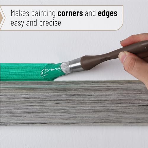 Bates- Trim Paint Brush Set, 3pcs, 5/8”, 3/4” and 1", Colorful Ergonomic Non-Slip Handle, Synthetic Bristles, Trim Brushes for Painting - color: Natural Earth