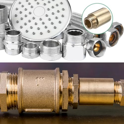 M METERXITY Shower Head Extension Arm, Brass G1/2 Male to Female Extension Pipe Fitting Adapter with PTFE Thread Seal Tape for Shower/Faucet, Pipe Plumbing Coupler 1.57"/40mm 2-Pack - size: 1.57"/40mm