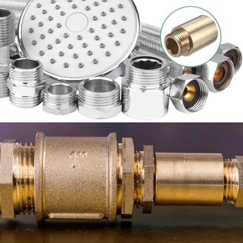 M METERXITY Shower Head Extension Arm, Brass G1/2 Male to Female Extension Pipe Fitting Adapter with PTFE Thread Seal Tape for Shower/Faucet, Pipe Plumbing Coupler 1.57"/40mm 1-Pack - size: 1.57"/40mm