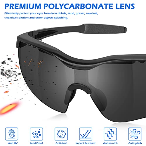 OXG 12 Pack Anti Fog Safety Glasses for Men, ANSI Z87.1 Safety Goggles Impact Scratch Resistant Eye Protection for Work - color: Grey