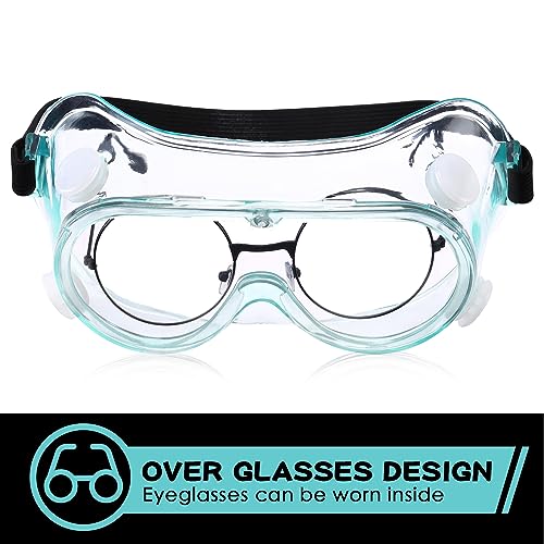 Yunsailing Protective Safety Goggles Lab Over Glasses Clear Anti Fog Eye Protection Goggles for Men Women - color: Clear Green, Black