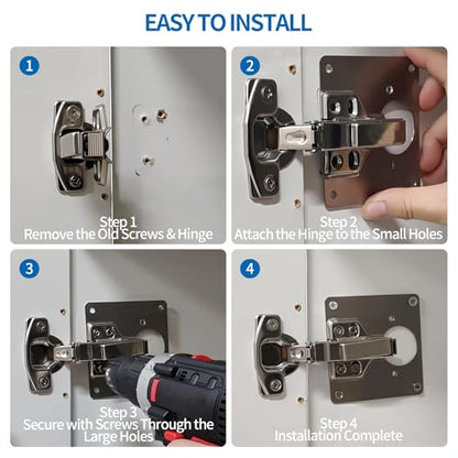 Stainless Steel Cabinet Hinge Repair Plate Kit with Mounting Screws, Durable Door Hinge Fixing Bracket for Kitchen Cabinets, Cupboard Doors & Furniture, Multiple Pack Sizes (6 PCS) - size: 6 Pieces