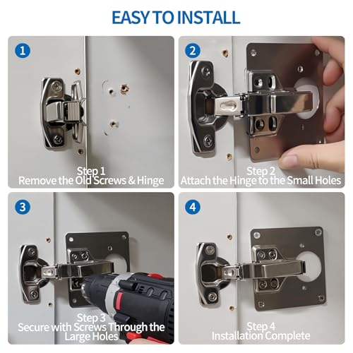 Stainless Steel Cabinet Hinge Repair Plate Kit with Mounting Screws, Durable Door Hinge Fixing Bracket for Kitchen Cabinets, Cupboard Doors & Furniture, Multiple Pack Sizes (12 PCS) - size: 12pcs