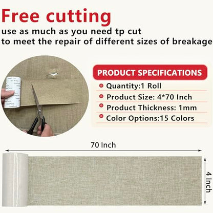 Gheeidau Linen Repair Tape 4x70 Inch Self-Adhesive Couch Patch Repair Fabric Patch for Furniture,Sofas,Cushion,Chairs,Bags,Linen Goods(Oatmeal) - color: Oatmeal