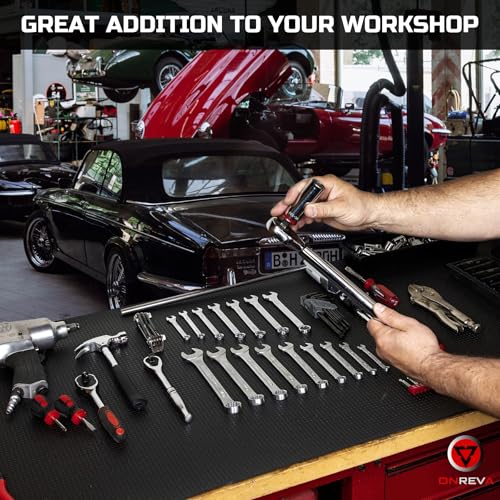 ONREVA Tool Box Liner 16 inch wide x 6 ft Large, Thick Heavy Duty Toolbox Drawer Liners, Rolling Tool Chest Foam Mat, Shelf Rubber Mat, Black Non-slip Organizer Pad for Cabinet, Workbench