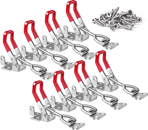 Vicuna R 8Pack Heavy Duty Toggle Latch Clamp 4002, Adjustable Toggle Clamp Latch With Lock Hole, 550Lbs Holding Capacity Pull Latch for Smoker Lid Jig, Tool Box Case (with 40PCS Screws) - style: 4002-8PK