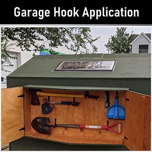 Garage Hooks, 6 Pack Heavy Duty Storage Hooks, 4.1Inch Garden Tool Utility Hooks, Fastening Hooks for Wall Mounting Load Capacity 45lbs - size: 5.5inch X 4.1inch