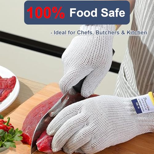 Dowellife Level 8 Reinforced Cut Resistant Gloves Food Grade, Mandoline Protective Gloves, Knife Safety Gloves for Meat Cutting, Oyster Shucking, Fish Fillet, Kitchen Slicing and Wood Carving(Medium) - size: Medium (Pack of 1)