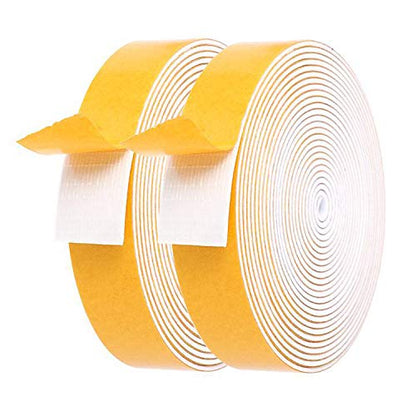 Foam Weather Stripping-2 Rolls, 1 Inch Wide X 1/16 Inch Thick Total 26 Feet Long, Foam Strip with Adhesive for Doors and Windows Insulation(13 ft x 2 Rolls) - size: 1" (W) x 1/16" (T) x 26' (L)