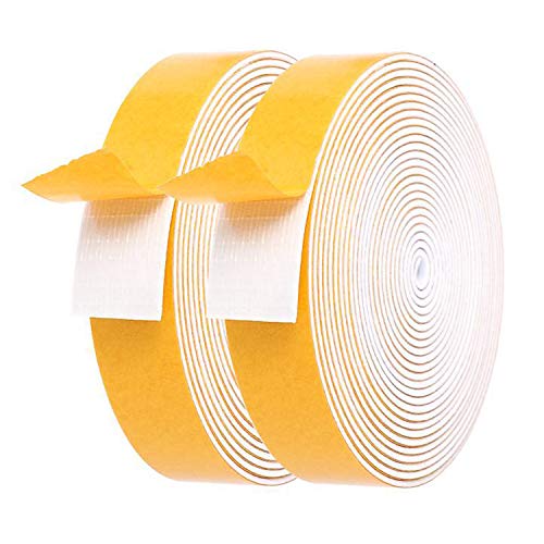 Foam Weather Stripping-2 Rolls, 1 Inch Wide X 1/16 Inch Thick Total 26 Feet Long, Foam Strip with Adhesive for Doors and Windows Insulation(13 ft x 2 Rolls) - size: 1" (W) x 1/16" (T) x 26' (L)