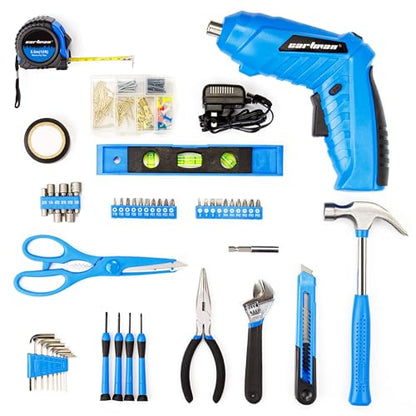 CARTMAN 149 Piece Tool Set General Household Hand Tool Kit with Cordless Screwdriver Blue - style: 149 PC