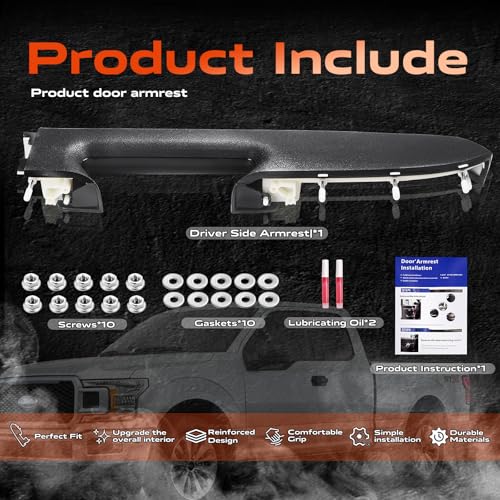 22818465 Door Panel Armrest, Front Left Driver Side Arm Rest Compatible with 2010-2014 Chevy Silverado & GMC Sierra 1500 2500HD 3500HD, Designed for Door Panel with Release Handle Below Armrest, Black - color: Black 22818465 Driver Side Armrest
