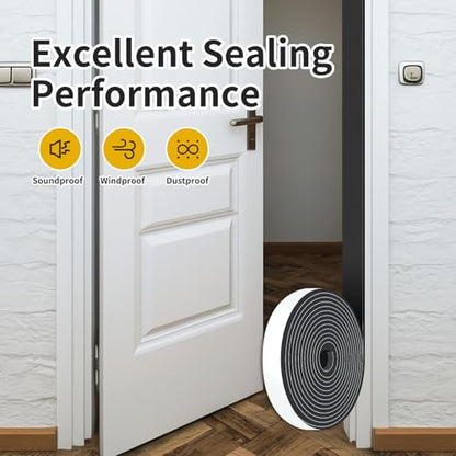 Weather Stripping,Door Weather Stripping,Strong Adhesive, Weatherproof, Reduce Noise,Door Seal,Foam Insulation Tape for Doors and Windows(Black, 1 in x 1/4 in x 13Ft) - size: 1 In x 1/4 In x 13Ft