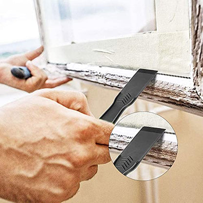 Glosoni Plastic Putty Knife Set Plastic Putty Knives Flexible Paint Scrapers Tool Flexible Scraper Set Plastering Tool Filling Knife Set for Patching,Spackling,Wallpaper (Black, 5 Pcs)