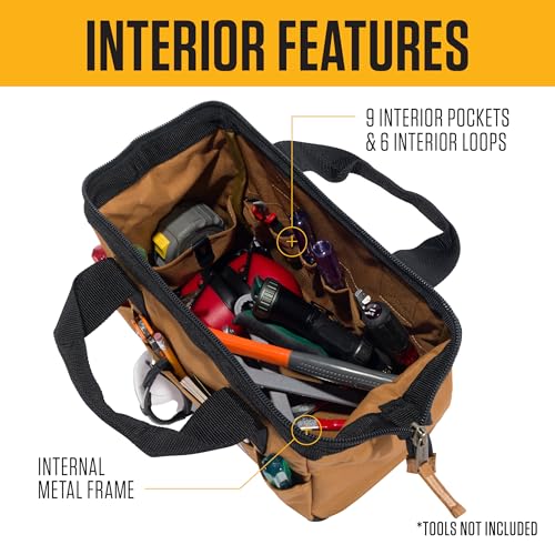 Carhartt Onsite Tool Bag, Durable Water-Resistant, Tool Storage Bag, Midweight, 13-Inch 15 Pocket, Carhartt Brown - size: 13-Inch 15 Pocket