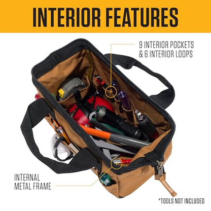 Carhartt Onsite Tool Bag, Durable Water-Resistant, Tool Storage Bag, Midweight, 13-Inch 15 Pocket, Carhartt Brown - size: 13-Inch 15 Pocket