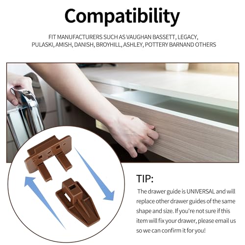Compatible with kenlin Rite Trak 1 Drawer Track Guide and Glides, 6 Sets of Dresser Center Mount Plastic Drawer Slides - Fits Most Furniture Drawer System Such as Vaughan Bassett, Legacy and Pulask