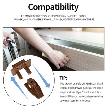 Compatible with kenlin Rite Trak 1 Drawer Track Guide and Glides, 6 Sets of Dresser Center Mount Plastic Drawer Slides - Fits Most Furniture Drawer System Such as Vaughan Bassett, Legacy and Pulask