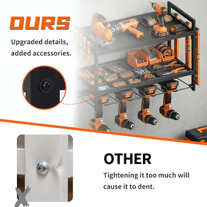 Tool Organizer–drill rack-Wall Mounted–3-Tier–66 lb Capacity–Suitable for Cordless Tool Storage