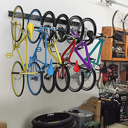 TORACK Bike Storage Rack, 6 Bike Rack Wall Mount Home and Garage Organizer, Vertical Bicycles Hanger Hooks for Indoor Space Saving - size: 48" Rail