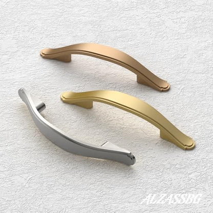 Alzassbg 10 Pack Brushed Gold Cabinet Pulls, 3 Inch(76mm) Hole Centers Cabinet Handles Arch Kitchen Hardware for Cabinets and Drawer AL3028MGP - color: Traditional Handles - Brushed Gold, size: 3" Hole Center