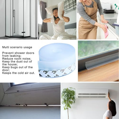 Silicone Clear Weather Stripping Door Seal, Silicone Seal Strip, Sliding Door Seal Weather Stripping, Door Draft Stopper for Side of Door, Self-Adhesive Insulation Tape for Gaps (35mm;26Ft) - size: 35mm;26Ft