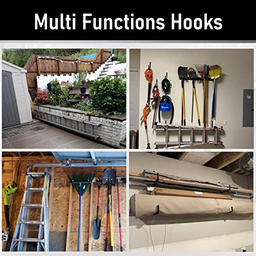 Heavy Duty Steel Garage Storage Hooks, 9.5Inches Jumbo Arm Ladders Utility Rack, Wall Mounted Hanger Organizer for Tools, Bikes, Jeep Door - style: 9.5Inch, pack of 6