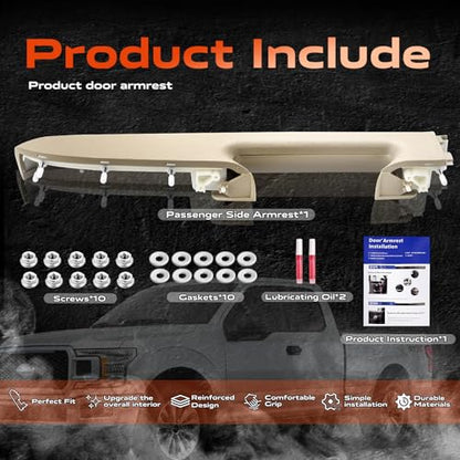 22818472 Front Right Passenger Side Armrest Repair Kit Compatible with 2010-2014 Chevy Silverado and GMC Sierra 1500 2500HD 3500HD, Designed for Door Panel with Release Handle Below Armrest, Tan - color: 22818472 Tan Passenger Side Armrest