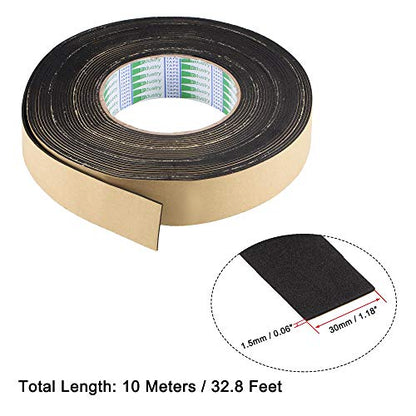 uxcell Sealing Foam Tape 30mm Wide 1.5mm Thick 10m/32.8ft Long, EVA Self Adhesive Weather Strip for Window Door Insulation - size: 30mmx1.5mmx10m