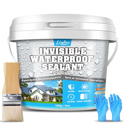 Waterproof Sealant - 35oz Water-Based Transparent Waterproof Coating, Invisible Water Proof Agent Indoor & Outdoor, Anti-Leakage Water Sealant for Roofs, Walls, Bathroom, Kitchen, Terraces, Garden - size: 35oz