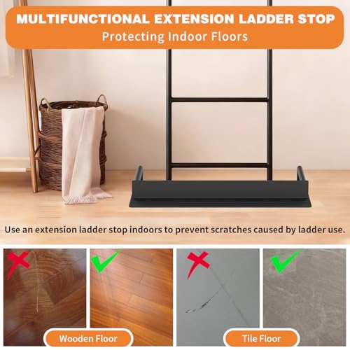 Extension Ladder Stop with Non-Slip Base, Heavy Duty Ladder Stabilizer Fits Ladders Up to 20.7" Wide, Floor Protect Ladder Stabilizer for Telescopic/Straight/Extension Ladders