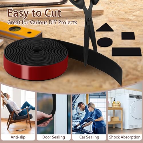 Neoprene Rubber Strips, 1" Wide X 1/8" Thick X 115" Long Adhesive Solid Rubber Strip Sheet, Rolls & Strips Gasket Strip with Adhesive Backing for Crafts, DIY, Warehouse Floor, Liner, Seal - size: 1" Wide X 1/8" Thick X 115" Long