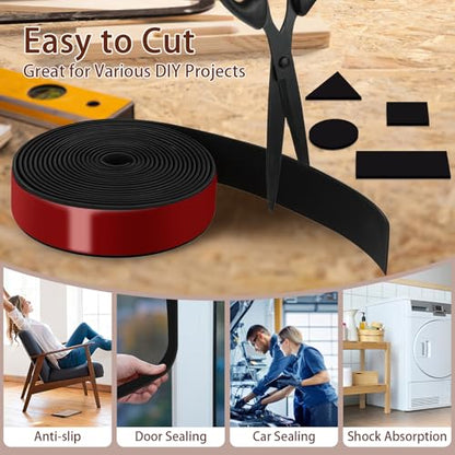 Neoprene Rubber Strips, 1" Wide X 1/8" Thick X 115" Long Adhesive Solid Rubber Strip Sheet, Rolls & Strips Gasket Strip with Adhesive Backing for Crafts, DIY, Warehouse Floor, Liner, Seal - size: 1" Wide X 1/8" Thick X 115" Long