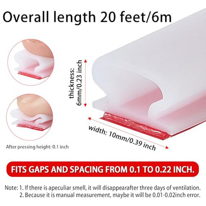 QDiShi White Rubber D-Shape Weather Stripping Door Seal Strip 0.39x0.23 Inch, Self-Adhesive Soundproofing Gap Draft Stopper for Door Frame, Window, Noise Reduction(20FT) - color: White