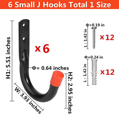 Wall Mount Garage Storage Hooks, Heavy Duty Steel Storage Hook Great for Garden Tools, Hoses, Lawn Mowers (5.5Inch x 4Inch) - size: 5.5Inch x 4Inch