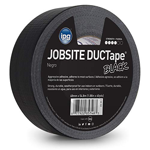 IPG JobSite DUCTape, Colored Duct Tape, 1.88" x 60 yd, Black (Single Roll) - color: Black, size: 1.88" x 60 yd