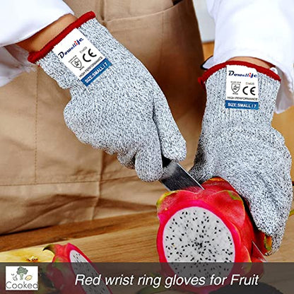 Dowellife Cut Resistant Gloves Food Grade Level 5 Protection, Safety Kitchen Cuts Gloves for Oyster Shucking, Fish Fillet Processing, Mandolin Slicing, Meat Cutting and Wood Carving. (Medium-2 Pairs) - size: Medium (Pack of 2), style: Original