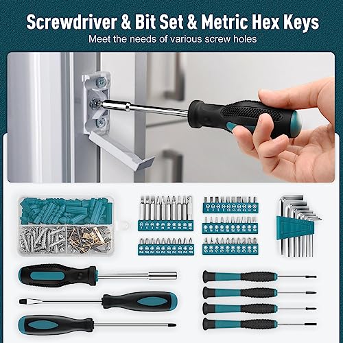 Sundpey Home Tool Kit 281-PCs - Portable Complete Basic Repair General Hand Tool Sets for Men Women - Full Tool Set with Socket Wrench Set & Screwdriver Set & Metric Hex Key & Pliers & Tool Box Case - color: Blue
