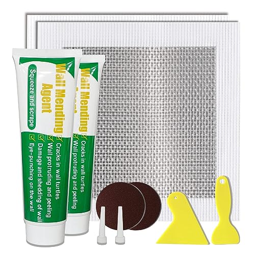 Wall Patch Repair Kit, 500g Wall Mending Agent Drywall Repair Putty & 8 Inch Mesh Drywall Repair Kit, with Scraper and Sandpapers. - size: 500g Spackle & 8inch Patch