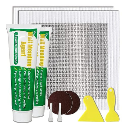 Wall Patch Repair Kit, 500g Wall Mending Agent Drywall Repair Putty & 8 Inch Mesh Drywall Repair Kit, with Scraper and Sandpapers. - size: 500g Spackle & 8inch Patch