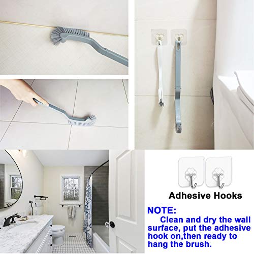 Bathroom Brushes Kitchen Cleaning Brush Set Toilet Bowl Brush Scrub Brush Home Cleaner Floor Stiff Bristles with Adhesive Hooks Plastic Handle Durable 13.5-Inch Deep Cleaning - color: White